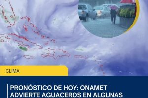 Pronóstico de hoy: Onamet advierte lluvias en algunas zonas del país